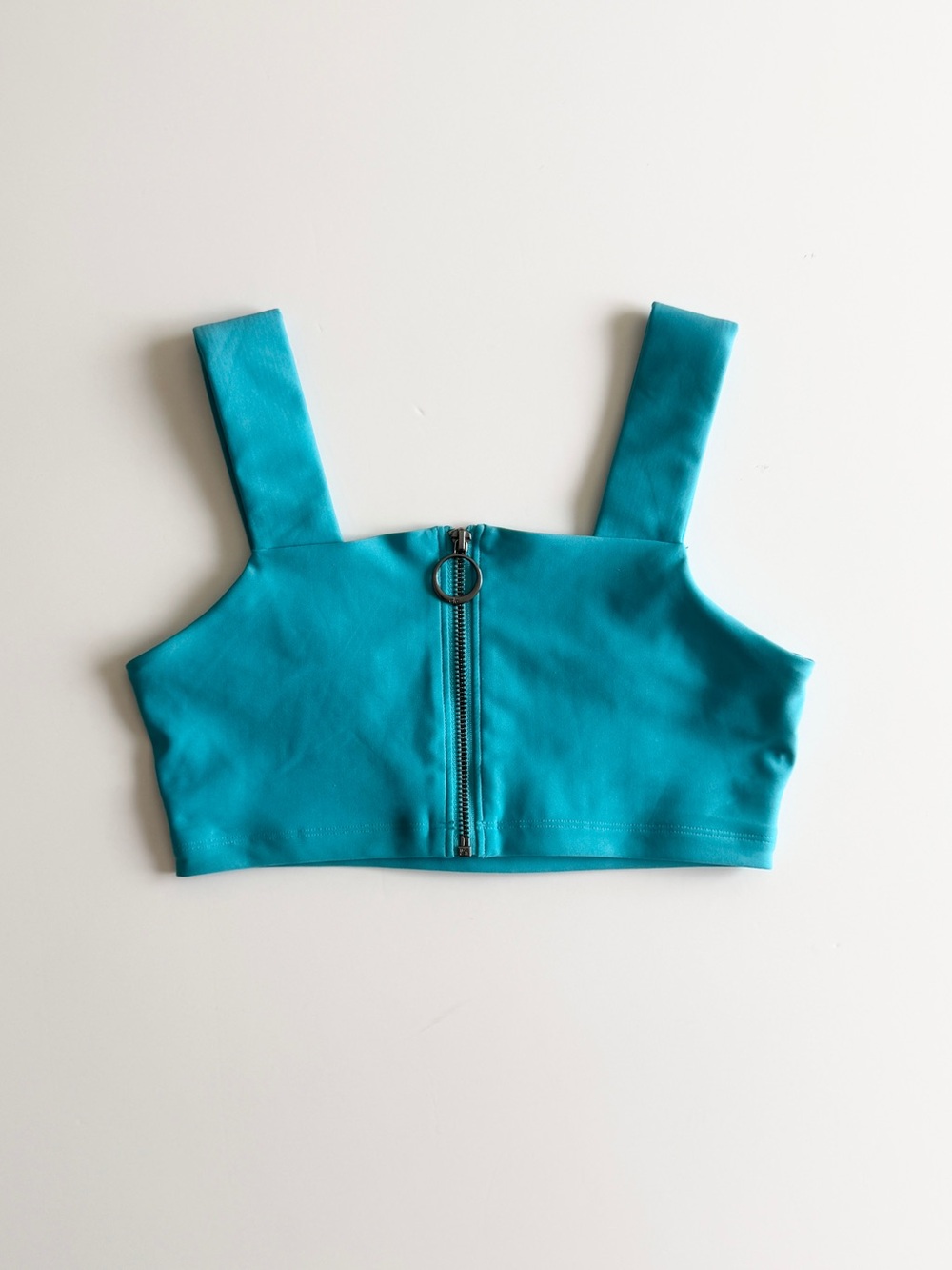 Alo yoga SMALL Fast Sports zip up front sports bra in teal blue
